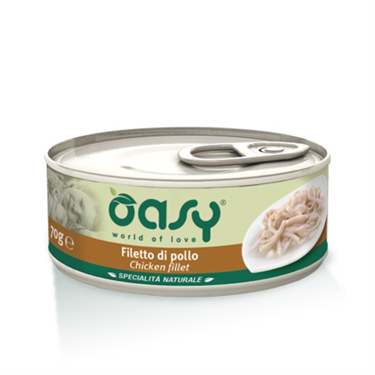 Oasy Cat Filetto di Pollo Lattina 70 gr Umido Per Gatti