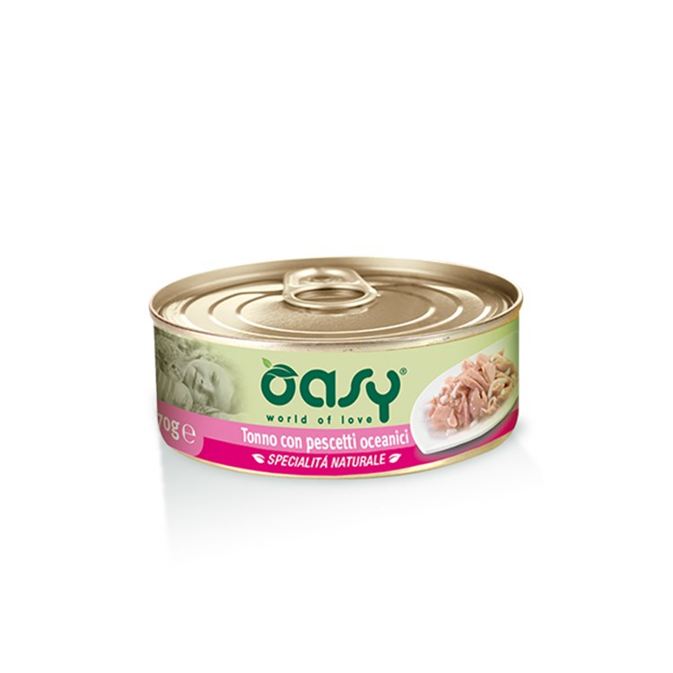 Oasy Cat Tonno Con Pescetti Oceanici Lattina 150 gr Umido Per Gatti