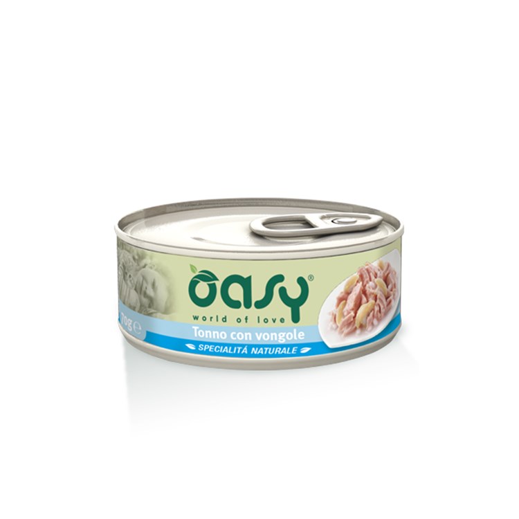 Oasy Cat Tonno Con Vongole Lattina 150 gr Umido Per Gatti