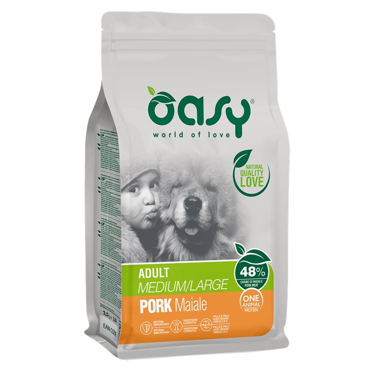 Oasy Dog Adult Medium Large Maiale 12 kg Monoproteico