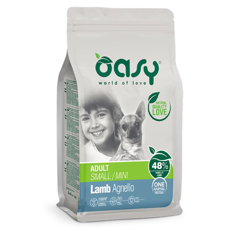 Oasy Dog Adult Small Mini Agnello 800 gr Crocchette Monoproteiche Cane