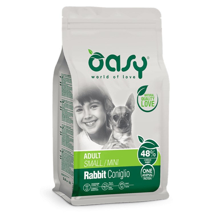 Oasy Dog Adult Small Mini Coniglio 2,5 kg Crocchette Monoproteiche Cane