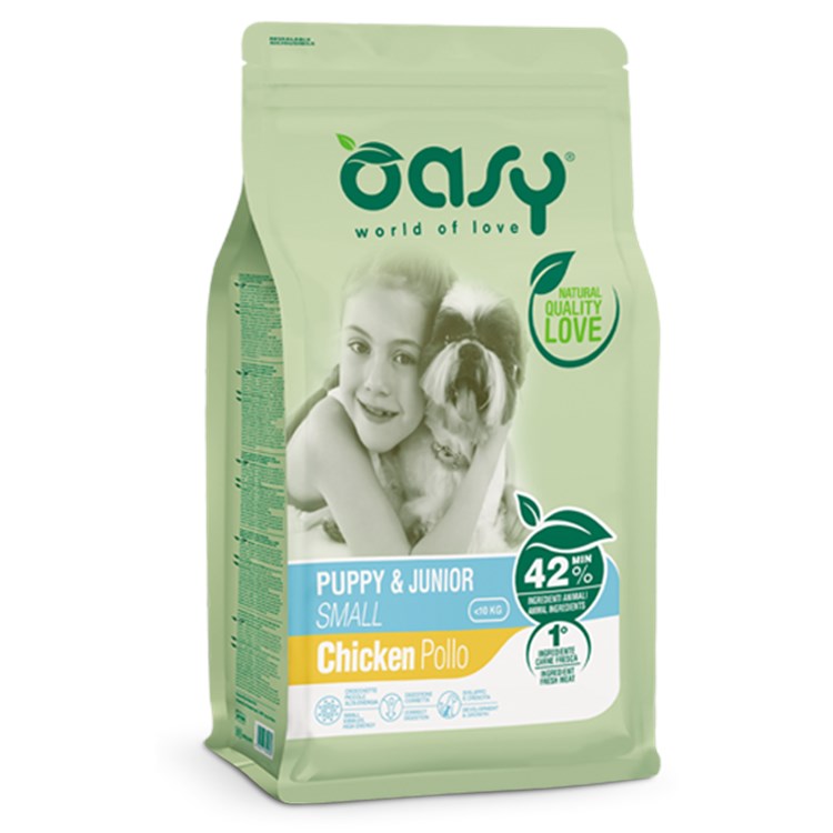 Oasy Dog Puppy Junior Small Pollo 3 kg Crocchette Per Cani