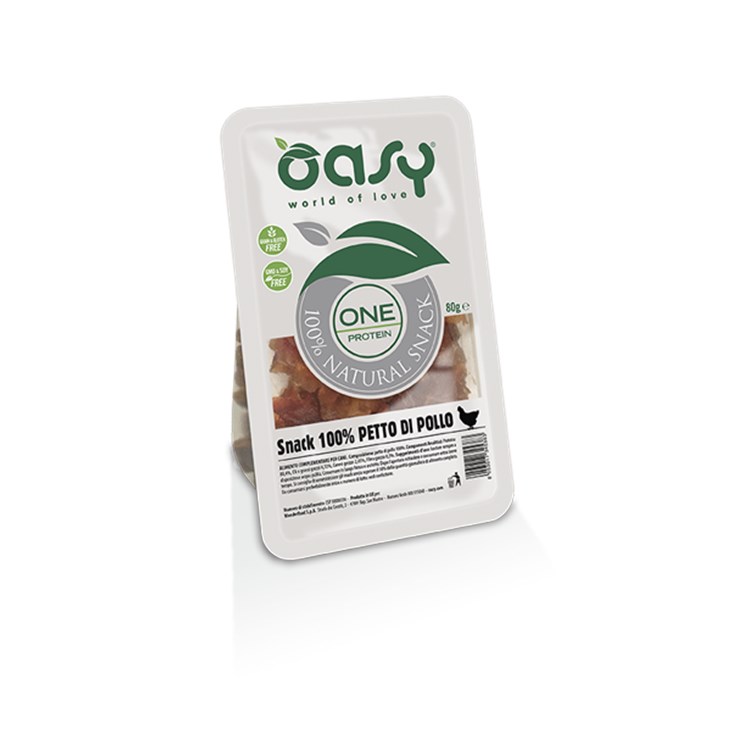 Oasy Snack One Protein Petto di Pollo 80 gr per Cani Monoproteico