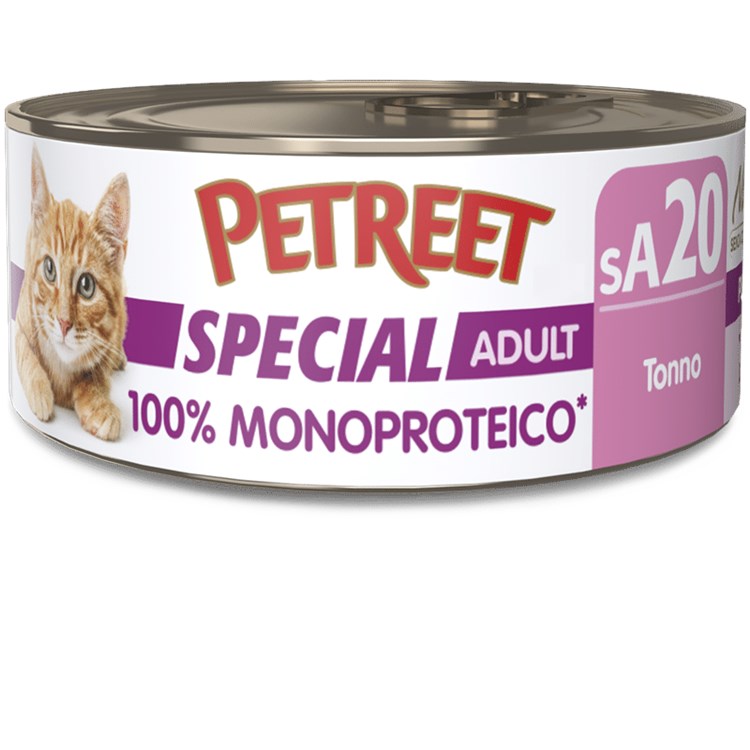 Petreet Monoproteico Tonno 60 gr sA20 Lattina Umido Gatto