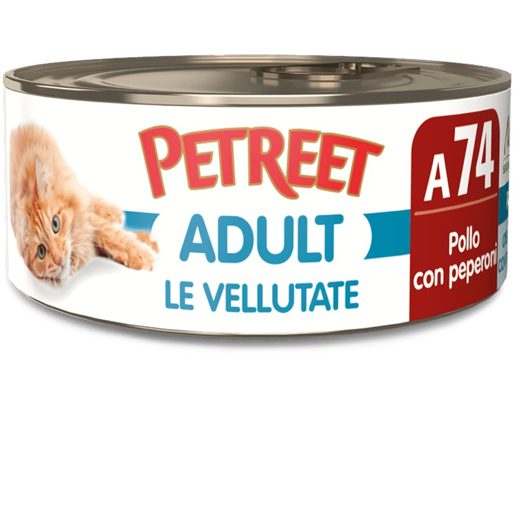 Petreet Vellutate Pollo Con Peperoni 70 gr A74 Scatoletta Umido Gatto