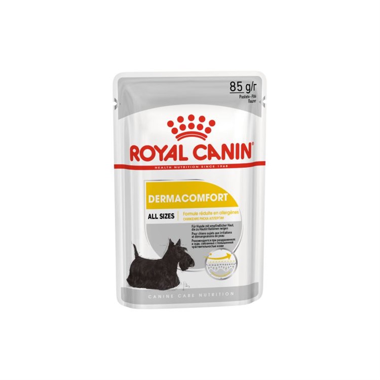 Royal Canin All Sizes Dermacomfort 85 Gr Busta Pate Loaf Umido Per Cane