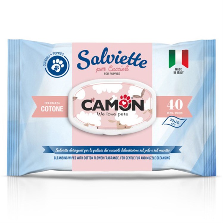 Salviette Detergenti per Cuccioli e Gattini al Profumo di Cotone