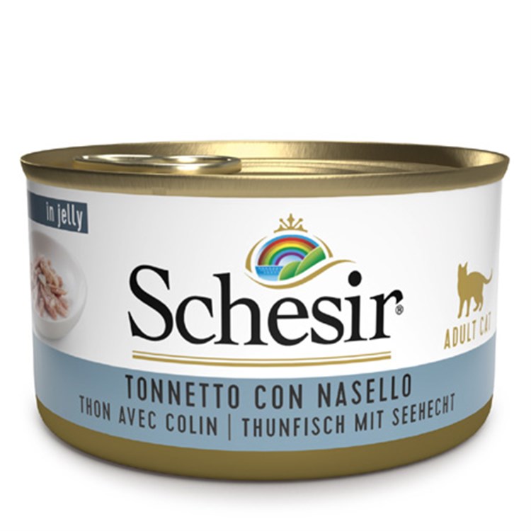 Schesir Gelatina Tonnetto Con Nasello 85 gr Scatoletta Per Gatti