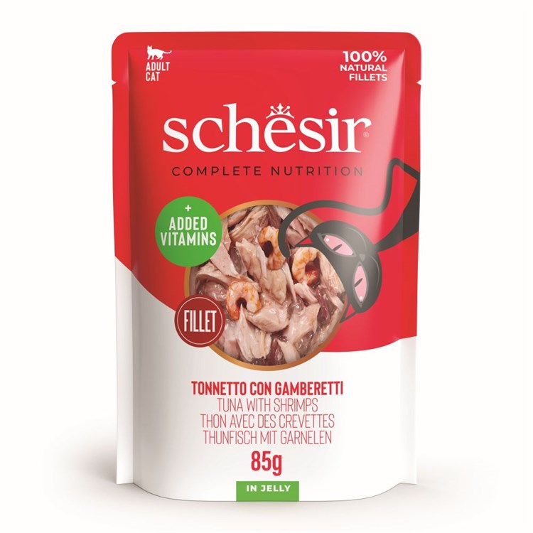 Schesir Tonnetto Con Gamberetti 85 gr Bustina Umido Per Gatti