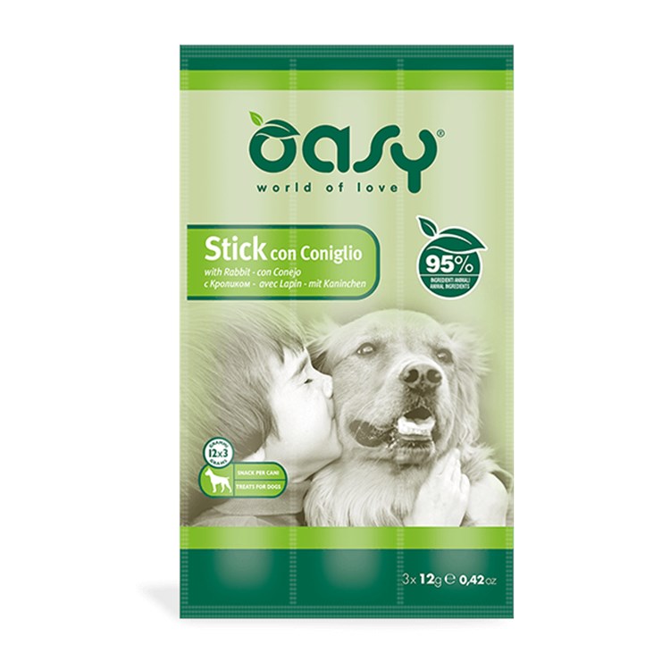 Snack Dog Oasy Stick 3 x 12 gr Coniglio Per Cane