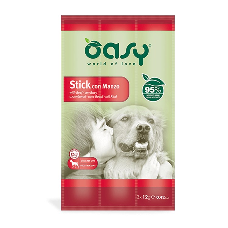 Snack Dog Oasy Stick 3 x 12 gr Manzo Per Cane
