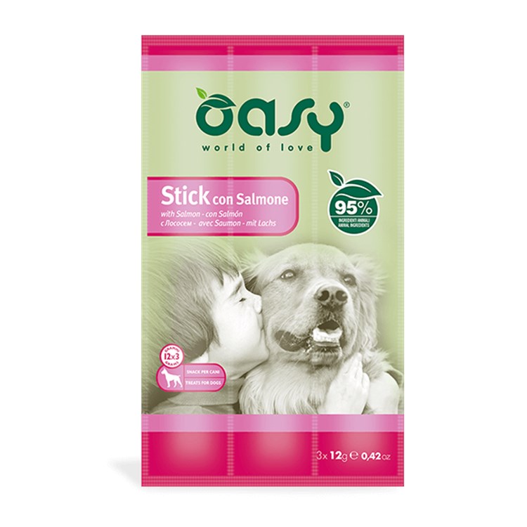 Snack Dog Oasy Stick 3 x 12 gr Salmone Per Cane