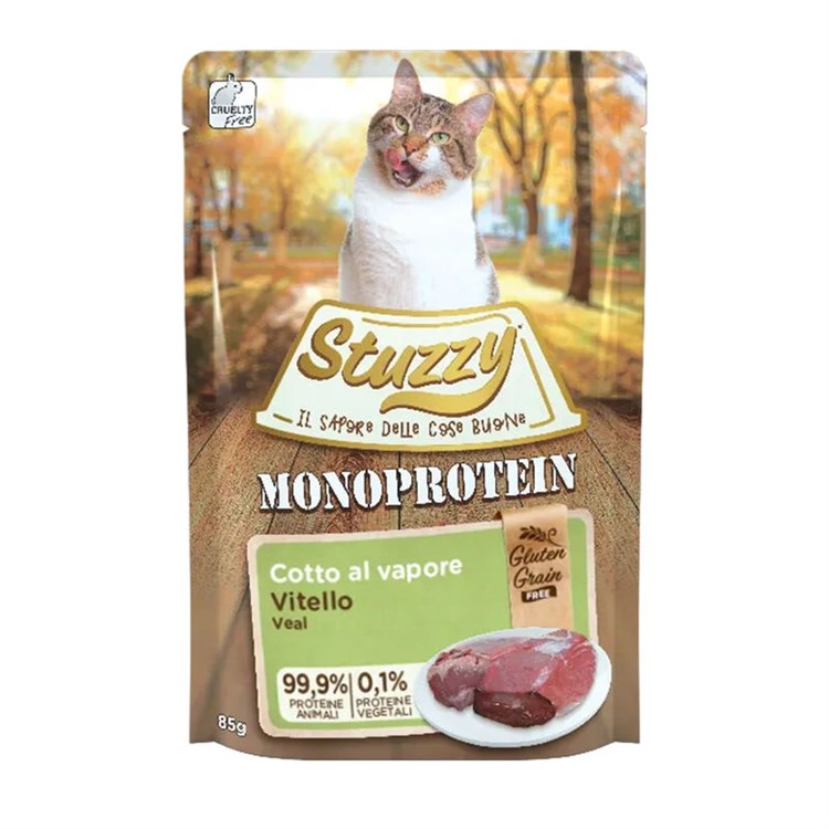 Stuzzy Cat Monoprotein Vitello Fresco 85gr Cibo Umido Grain Free in Bustina per Gatti