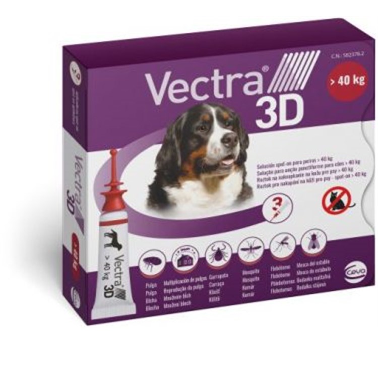 Vectra 3D Rosso Spot-On oltre 40 kg 3 Pipette per cani