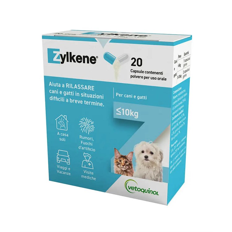 Vetenoquinol Zylkene 75 mg 20 Capsule Per Cani e Gatto con Peso Inferiore a 10 kg
